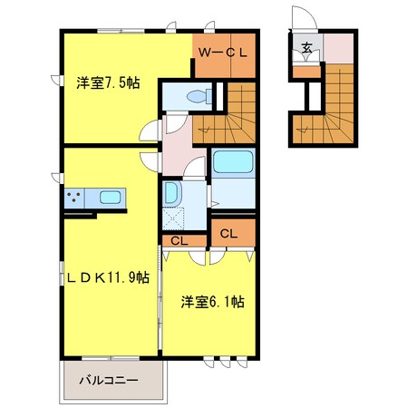 郡山駅 徒歩52分 2階の物件間取画像